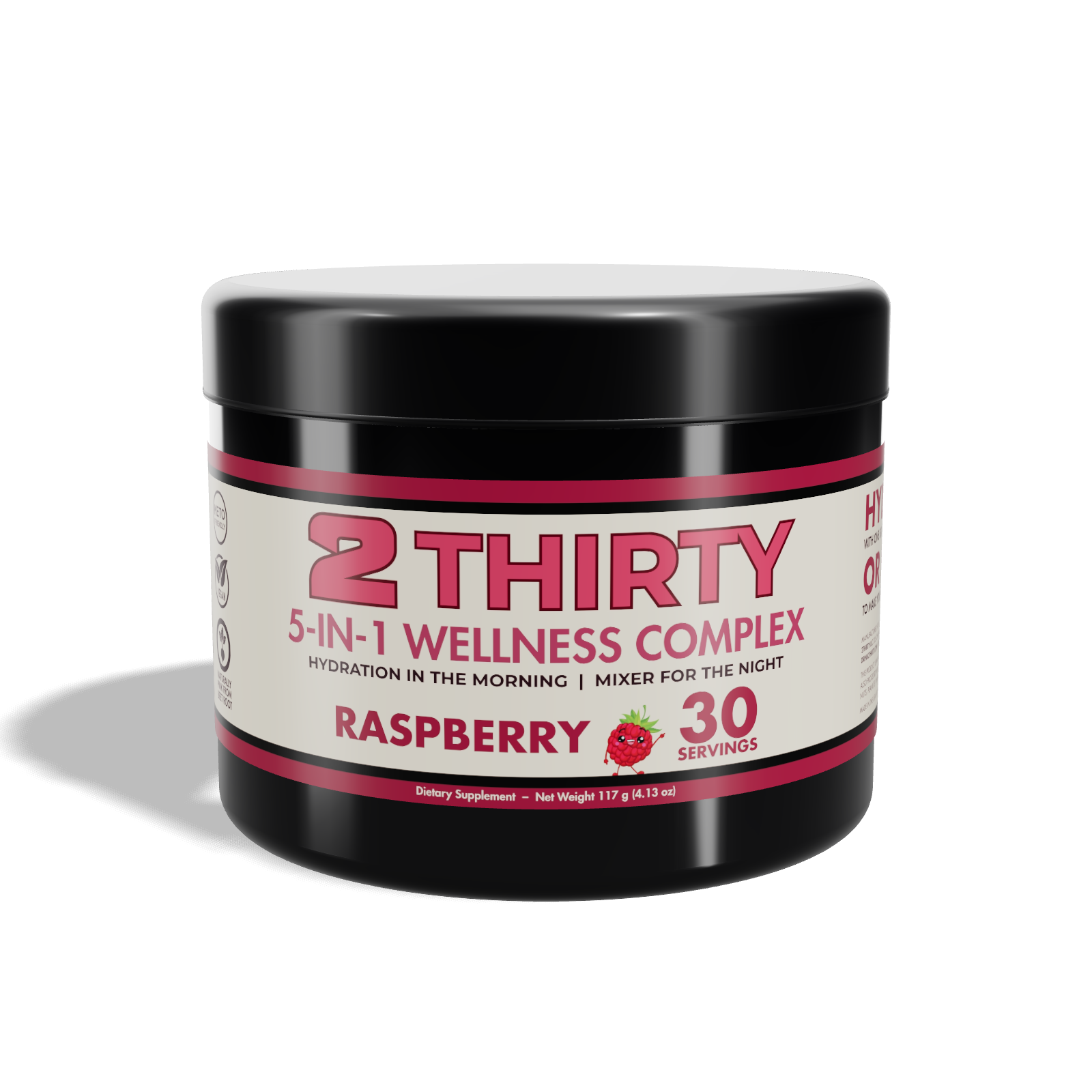 2THIRTY Raspberry tub, front label straight on
